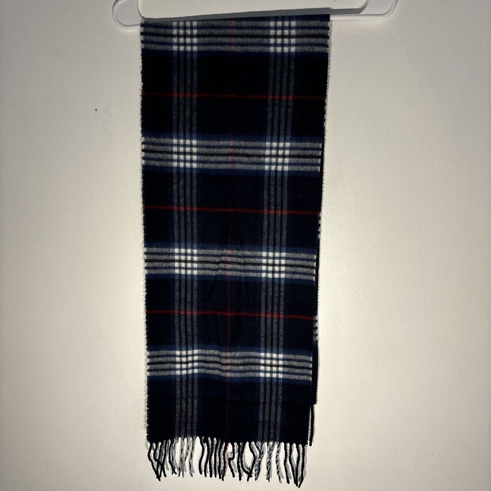 Cashmink Scarf Womens 58”x11 “Black Red Plaid Fringe Rectangle Wrap Acrylic
